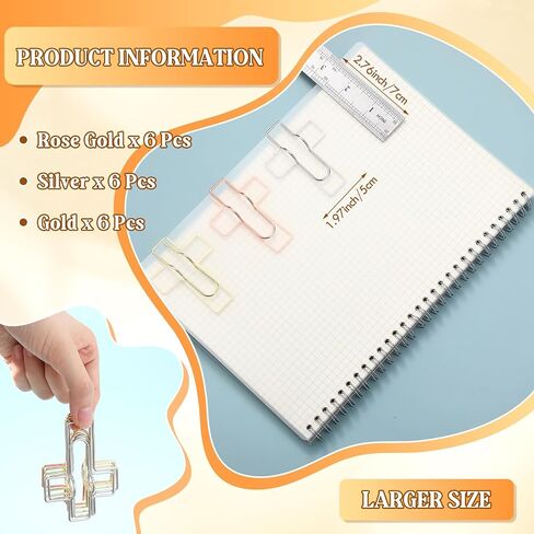 18 Pcs Pen Holder for Notebook Cross Metal Pen Clips Large Size Pencil Clips Holder Rose Gold Silver Christian Paper Clip Holder for Bible Office School Supplies God Religious Accessories in Saudi Arabia