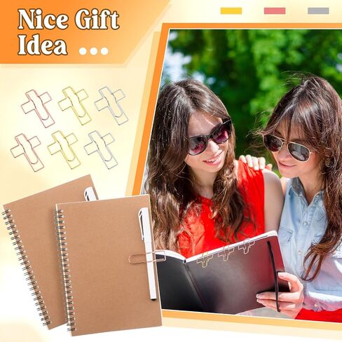 18 Pcs Pen Holder for Notebook Cross Metal Pen Clips Large Size Pencil Clips Holder Rose Gold Silver Christian Paper Clip Holder for Bible Office School Supplies God Religious Accessories in Saudi Arabia