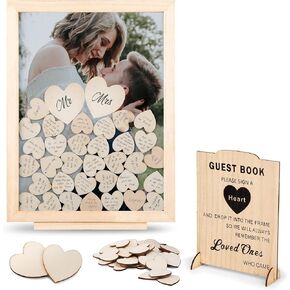 GLM Premium Wedding Guest Book Alternative with Welcome Sign and 85 Hearts - A Perfect Piece to Rustic Wedding Decorations for Ceremony Outside, an Alternative for Your Guest Book Wedding Reception!