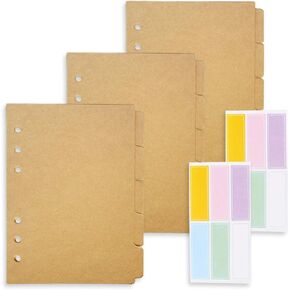 A5 Index Paper, 8.19x5.9", 5Pcs per Set, 3 Sets per Pack, Craft Color Paper Divider, for 6 Holes Filofax, 6 Holes Binder(Harphia, DIYD-013-A5-Craft)