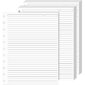 120 Sheets/240 Pages Letter Size Discbound Lined Refill Paper, A4 Loose Leaf Paper White 11-Disc Thicker Refillable Planner Inserts, 8.5 X 11 Inch, 120gsm