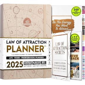 Law of Attraction Planner 2025 - Weekly and Monthly Planner, 12 Month Journey to Increase Productivity & Enhance Organization | Life Organizer, Gratitude Journal, Hourly Planner, To Do List | 2025 Planner - Vision Board, Gift Box & Planner Stickers