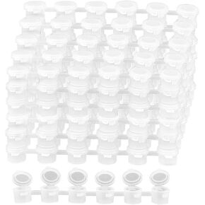 SOUJAP 120 Strips 720 Pots 3 ML Empty Paint Pot, Clear Paint Strips Cup Pots with Lids, Mini Plastic Paint Containers for Crafts Paint Storage