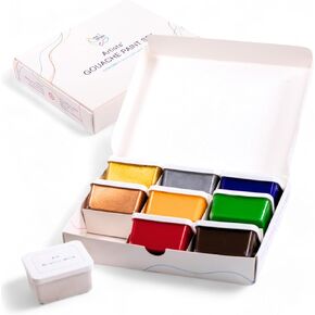 Gouache Paint Set 9 Colors, Mix