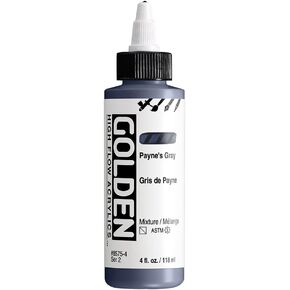 High Flow Acrylics by GOLDEN, Payne's Gray, 4 fl. oz. Bottle, Professional Acrylic Paint, Semi-Transparent