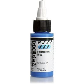 High Flow Acrylics by GOLDEN, Fluorescent Blue, 1 fl. oz. Bottle, Professional Acrylic Paint, Transparent
