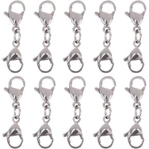 VILLCASE 10pcs Double Lobster Clasp Extender, Claw Connector Bracelet Extension Lobster Claw Clasps Jewelry Double Claw Connector for DIY Jewelry Making Women