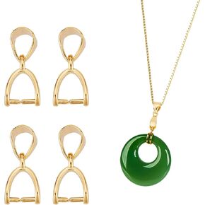 NICENEEDED 4 Pcs Pinch Bails for Pendants, 18k Gold Filled Snap on Bails, Dangle Charms Clasps Bead Pendant Connector Pinch Bail Clasp Dangle Findings for Pendants Necklace Jewelry DIY Craft Making