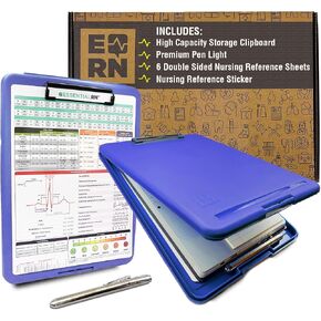 Heavy Duty Nursing Clipboard with Storage Compartment, Penlight & Clinical Cheat Sheets – Nurse Clipboard Binder with Pen Holder - Perfect Nursing Accessories for Nursing Students