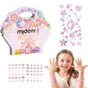 Mideer 1000+ Garden Fairy Dress Up Sticker Pack, Includes 500 Stickers, 120 Temporary Tattoos, 360 Nail Stickers for Kids, 3D Gems Stickers, Party Favors for Kids Age 3+