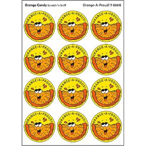 Orange-A-Proud!/Orange Candy Scent Retro Stinky Stickers by TREND; 24/pk - Authentic 1980s Designs!