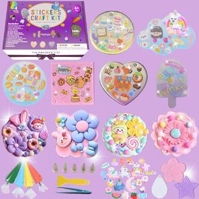 OLMZIHYVD Creative Arts and Crafts Activities for Kids - 1000+ Multi-Size Stickers Kit with Cute Animals, Unicorns, Princesses, Nature & Stars Stickers,ect - Waterproof, Easy to Clean, Ideal for Gifts