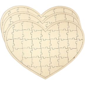 3 Pack Blank Wooden Heart Shaped Jigsaw Puzzle Unfinished Wooden Puzzle Board 12x16 Inch Wooden Heart Shaped Canvas for DIY