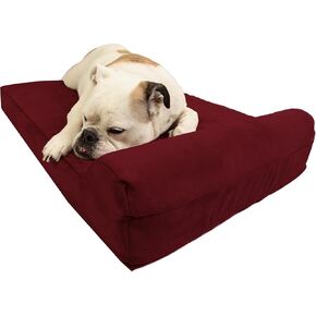Barker Junior - 4" Pillow Top Orthopedic Dog Bed with Headrest for Medium Size Dogs 30-50 Pounds