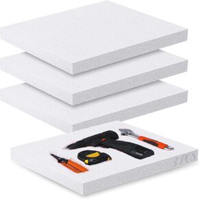 Tioncy 3 Pcs Customizable Polyurethane Foam Sheet Foam Inserts for Cases 2 Inches Thick Foam Sheets 12" x 16" x 2" Cuttable Foam Sheets Insert Foam for Toolbox, Camera Storage and DIY Craft, White