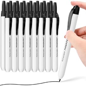 Click Retractable Markers, 16pcs Fine Point Marker Pens Clickable Black Markers Pens, Low Odor Marker Back to School Supplies Set, Smudge Free Markers Office Supplies for School, Office, Home