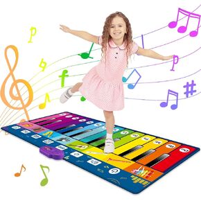 Dance Mat, 24 Keys Piano Mat with 8 Instrument Sounds and 8 Function Keys Adjustable Volume, Kids Dance Mat Toys Christmas Birthday Gifts for 3 4 5 6 7 8 9 10+ Year Old Girls and Boys