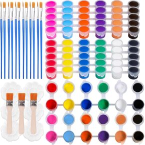 6 Pack Mini Paint Set,Washable Acrylic Paint Strips Set for Kids & Adults,12 Filled Paint Strips in 12 Colors,12 Brushes,6 Mixing Palettes,3 Big Brushes