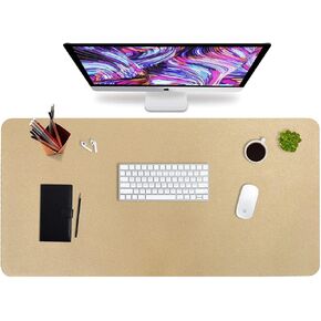 HofferRuffer Desk Pad, Office Desk Protector Mat, Waterproof Desk Mat for Desktop, Dual Side Use Faux Leather Desk Pad for Keyboard and Mouse for Office and Home (Gold, 31.5" x 15.8")