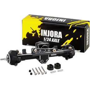 INJORA Black CNC Aluminum Front Axle for 1/24 RC Crawler SCX24 Deadbolt C10 JLU Gladiator Bronco Upgrade