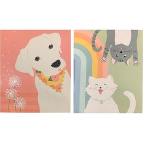 2 Pocket Folders Portfolios, 2 Designer Patterns Decorative Folders for Kids, Home, Office, School (Dog, Cat)