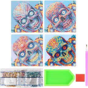 5D Diamond Painting Bookmarks Kits Skull Shaped Drill Diamond Art Bookmark, Skull Bookmark DIY Diamond Art Bookmarks for Book Lovers, Art Adult Beginner (5 Pieces Skull)