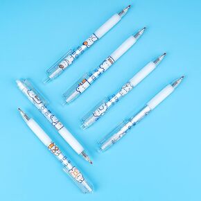 Cute Bear Pens Creative Retractable Gel Pens, Black Gel Ink Pens, 0.5mm Fine Pen, Cute Pens Kawaii Ball Point Pens for Office School Supplies for Boys Girls Pack of 6pcs
