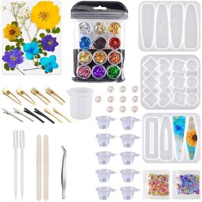 Gift2u Silicone Hair Clips Mold, DIY Resin Hair Pin Casting Mold Kit, Silicone Resin Molds for Making Epoxy Resin Hair Pin with 10 Pcs Metal Hair Clips and Various Decorations