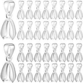 1 Box 120Pcs 12mm 14mm Pinch Bails Pinch Clip Clasp Silver Snap on Bail Brass Pendant Connector Clips Clasp Findings for Jewelry Making Clasps Supplies DIY Necklace Earrings Bracelet Craft