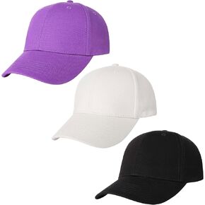 AOSMI 3 Pack Plain Cotton Strapback Baseball Hat Adjustable One Size Fits Most Low Profile Blank Team Ball Caps for Men Women