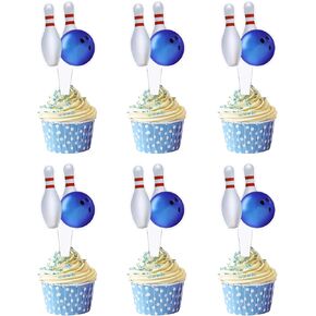 25 Pcs Double Sided Bowling Cupcake Topper Bowling Sports Cake Decoration Sports Themed Party Decoration Bowling Peripheral activities Decoration