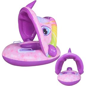 Baby Pool Float with Canopy,Infant Baby Pool Float Super Buoyant,Swimming Boat with Sunshade,Toddlers Swimming Ring for 1-36 Months.