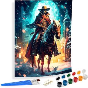 SKRYUIE Paint by Numbers Kit for Adults Beginner Cowboy, Acrylic Snow Oil Painting by Numbers Kits with PaintBrushes Paintwork Art Crafts Canvas for Home Decor 16x20 inch / 40x50 cm