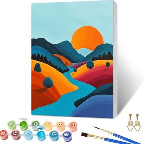 SKRYUIE Framed Paint by Numbers Kits for Adults Scenery, Acrylic Mountain Oil Painting by Numbers Kits for Beginner with Paintbrushes Brushes Art Canvas for Home Decor 7.87x11.81 inch / 20x30 cm v3