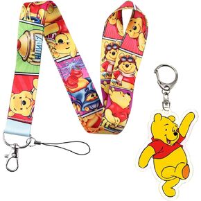 TV Movies Cartoon Winni Pooh Tiger Eeyore Badges Holders Keychain for Outdoor, Traveling, Sports and Bags (Blue with Card)