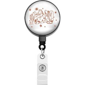 BEKECH Cowgirl Boots Retractable Badge Country Music Gift Vintage Western Cowgirl Badge Reel for Cowgirl