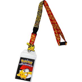 Pokemon Pikachu Attack Lanyard with ID Badge Holder & PVC Rubber Charm