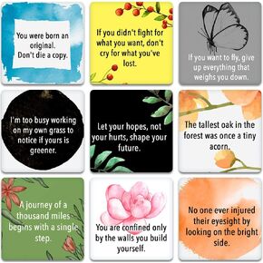 Joyadora 100 Motivational Quote Cards - Thought-provoking Quotes, Stimulating Encouragement and Inspirational - 3.5in x 3.5in Cards