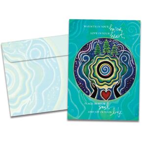 Tree-Free Greetings Holiday Note Cards and Envelopes, Winter Card Set, 5 x 7 Inch Cards, Winter Box Set of 10, Winter Mandala Blessing, (HB93545)