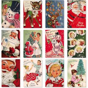 Quera​ Christmas Vintage Greeting Cards 36 Pack Santa Xmas Holiday Greeting Cards Blank Note Cards With Envelopes For Classroom Home Office Business Christmas Parties 4 X 6 In.​