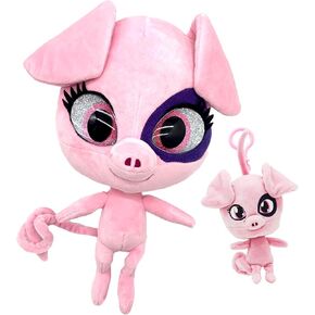 Miraculous Ladybug - Kwami Plush Kit, Mon Ami, 9-Inch Plush with Resin Eyes, and Lifesize 5-Inch Stuffed Toy with Matching Backpack Keychain, Toys for Kids (wyncor) (Trixx)