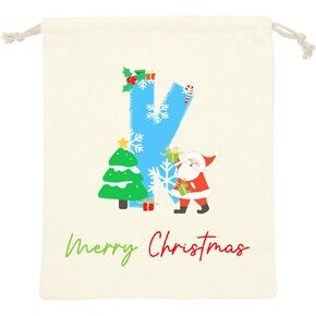 ysmile Reusable Christmas Gift Bags, Medium Santa Sack, Personalized Letter Gift Bag with Drawstring for Xmas Holiday 19" - Single J