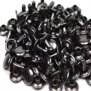 100 Pcs Leather Rivets, 12mm x 10mm Double Cap Rivets Metal Studs for Clothes Shoes Handbag Belts Crafts, Gold