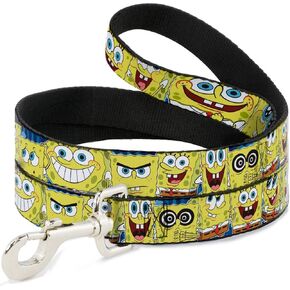 Dog Leash Spongebob Expressions Stripe Blue 6 Feet Long 1.0 Inch Wide
