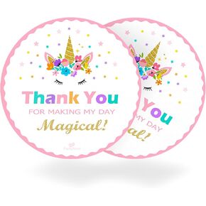Unicorn Stickers Pack of 40 | Single Use Cute Stickers for Unicorn Themed Party, Unicorn Party Favors, Unicorn Party Supplies | 2 Inch Round Rainbow Stickers for Laptop, Envelopes