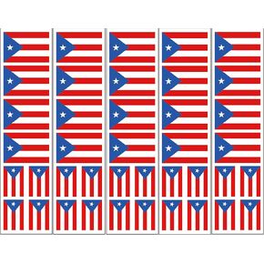 40 Removable Stickers: Puerto Rico Flag: Party Favors, Decals