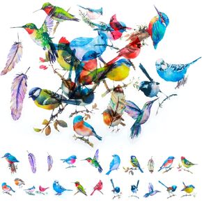 80Pcs Fly Bird Stickers Clear Bird Stickers Decals for Kids Children, PET Bird Stickers Craft Stickers for Scrapbooking, Card,Laptop,Wall, Window (20 Styles, 1-2 Inch)