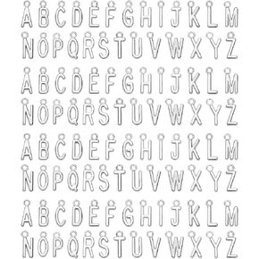104pcs Letter Charms, Zinc Alloy A-Z Alphabet Letter Pendant Silver Letter Initials Charms for Bracelets Necklaces Jewelry Making Gift