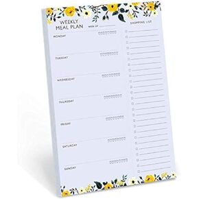 Weekly Magnetic Meal Planner Notepad - Food Planning Organizer and Grocery List Pad, Premium 52 Pages, with Tear Away Perforated Shopping List