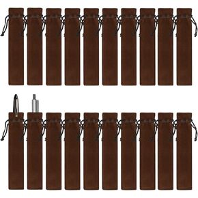 20 Pieces Velvet Pen Pouch Drawstring Pen Pouch Pen Gift Bags Single Pen Holder Packaging Sleeve for School Office Business Gift (Coffee)